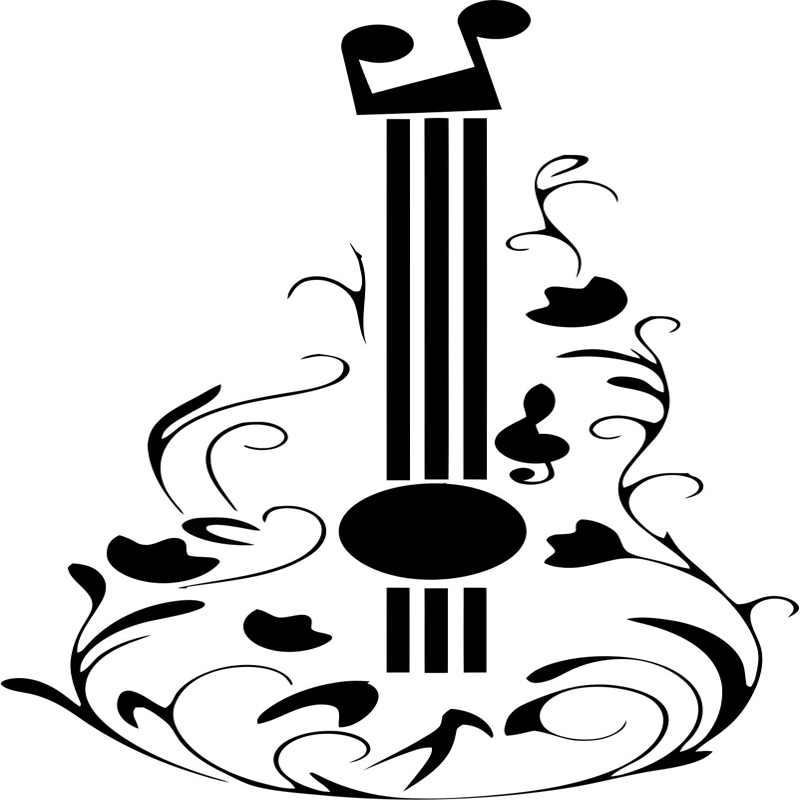 طرح خالکوبی گیتار مناسب برای استفاده در دستگاه های cnc چوب و cnc لیزر - guitar tattoo design cdr file