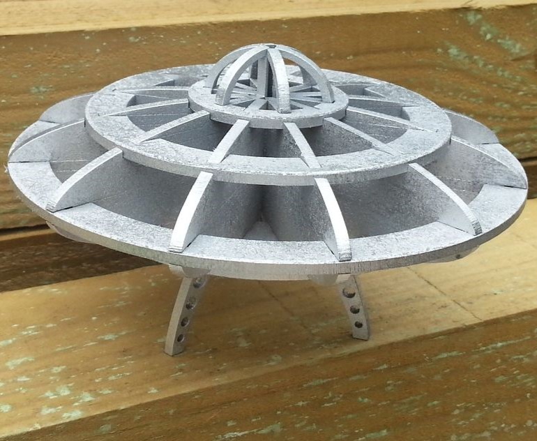 طرح پازل سه بعدی بشقاب پرنده مناسب برای استفاده در دستگاه های cnc چوب و cnc لیزر - laser cut flying saucer 3d puzzle cdr file