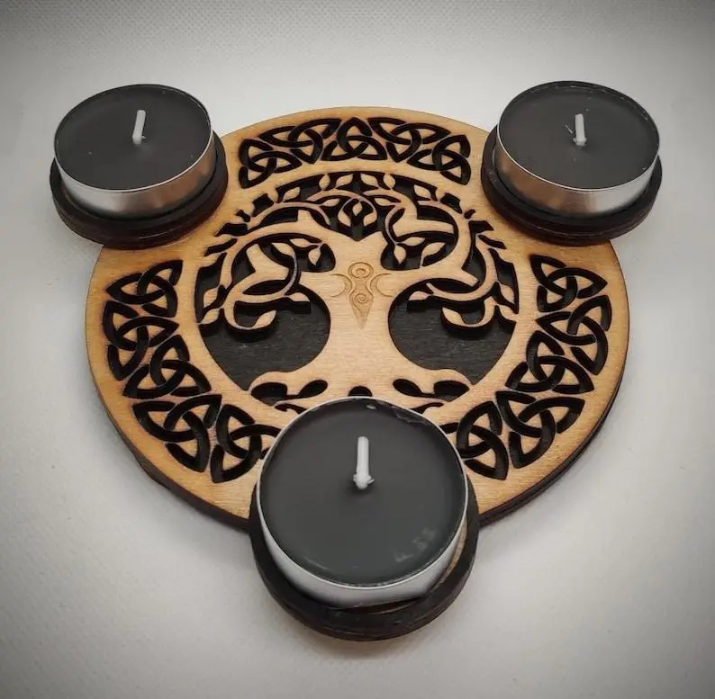 طرح جا شمعی درخت زندگی سلتیک مناسب برای استفاده در دستگاه های cnc چوب و cnc لیزر - laser cut celtic tree of life candle holder cdr file