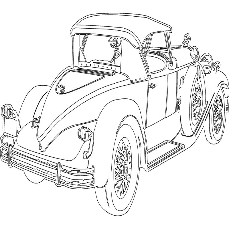 طرح ماشین قدیمی مناسب برای استفاده در دستگاه های cnc چوب و cnc لیزر - vintage car dxf file