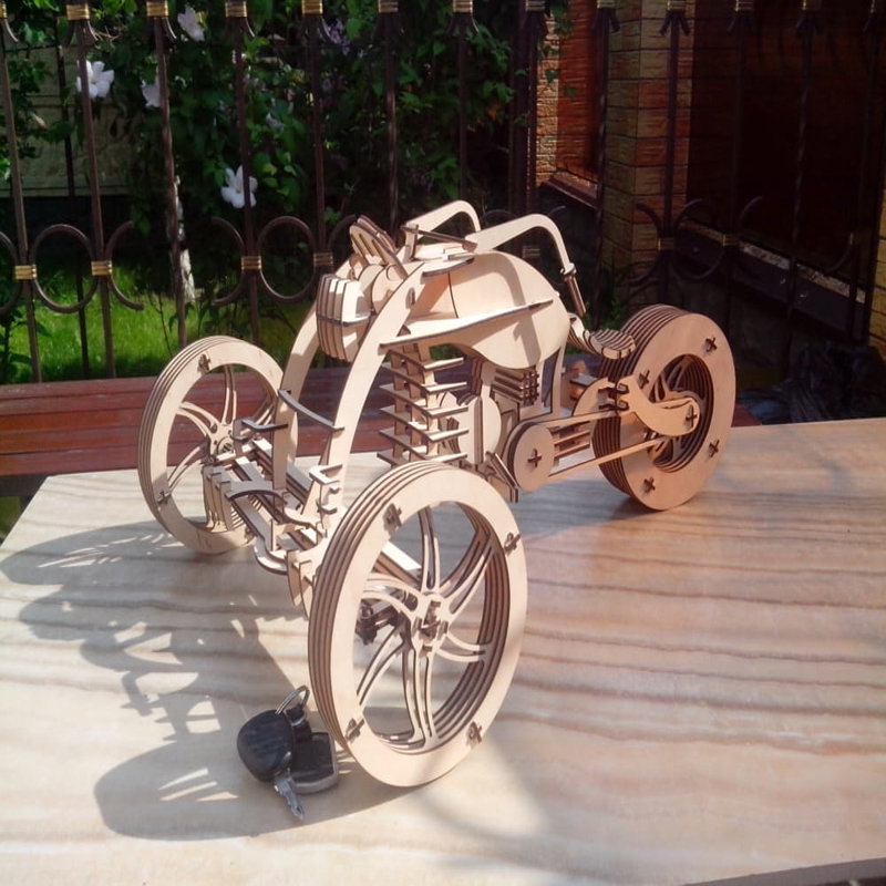 طرح پازل سه بعدی دوچرخه مناسب برای استفاده در دستگاه های cnc چوب و cnc لیزر - laser cut bike 3d puzzle cdr file