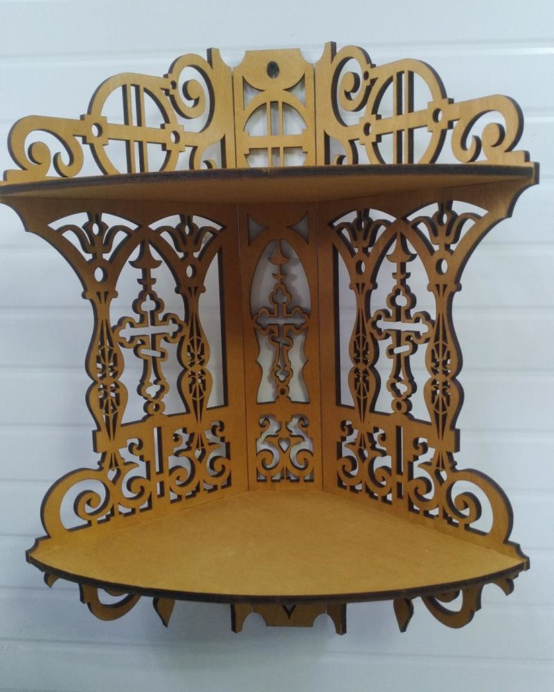 طرح قفسه گوشه آیکونوستازی مناسب برای استفاده در دستگاه های cnc چوب و cnc لیزر - laser cut iconostasis corner shelf plywood cdr file