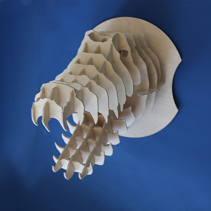 طرح نصب دیواری سر کروکودیل مناسب برای استفاده در دستگاه های cnc چوب و cnc لیزر - laser cut crocodile head wall mount dxf file
