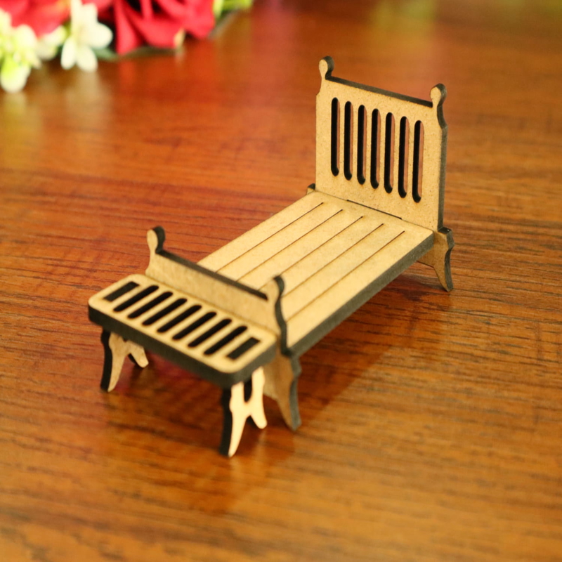 طرح تخت خواب عروسکی مینیاتوری مناسب برای استفاده در دستگاه های cnc چوب و cnc لیزر - laser cut miniature dollhouse bed cdr file