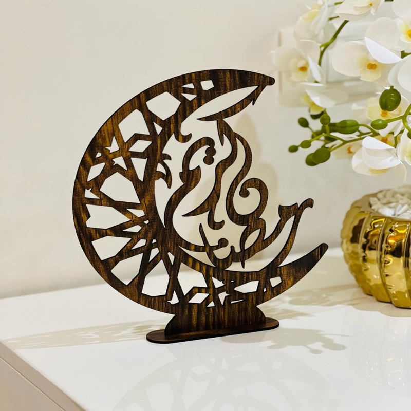 طرح هلال ماه رمضان مناسب برای استفاده در دستگاه های cnc چوب و cnc لیزر - laser cut ramadan kareem crescent moon decoration cdr file