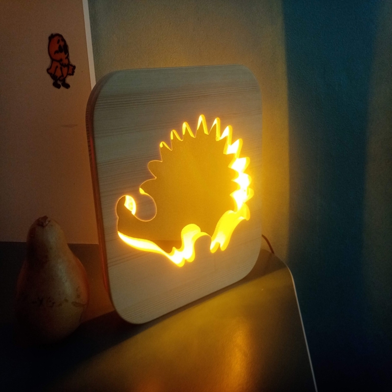 طرح روتر cnc چراغ خواب جوجه تیغی مناسب برای استفاده در دستگاه های cnc چوب و cnc لیزر - laser cut hedgehog night light cnc router plans cdr file