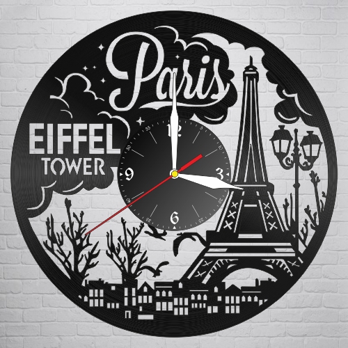 طرح ساعت وینیل پاریسی مناسب برای استفاده در دستگاه های cnc چوب و cnc لیزر - laser cut paris vinyl record clock dxf file