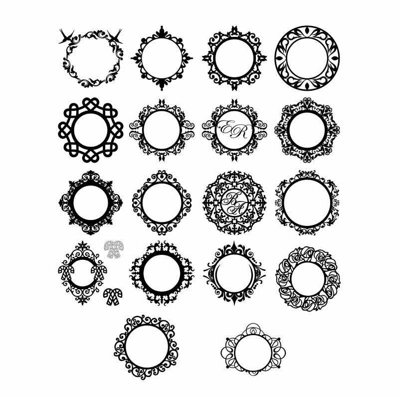 طرح قاب دایره ای مناسب برای استفاده در دستگاه های cnc چوب و cnc لیزر - circular frames cdr file