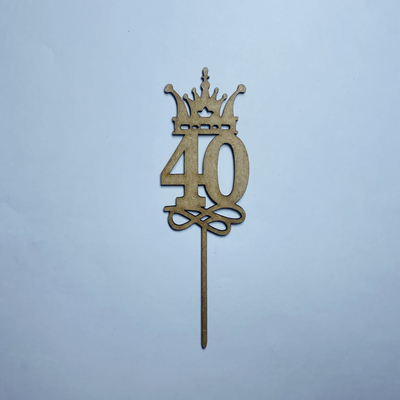 طرح چهلمین عدد تاپر کیک مناسب برای استفاده در دستگاه های cnc چوب و cnc لیزر - laser cut 40th cake topper cdr file
