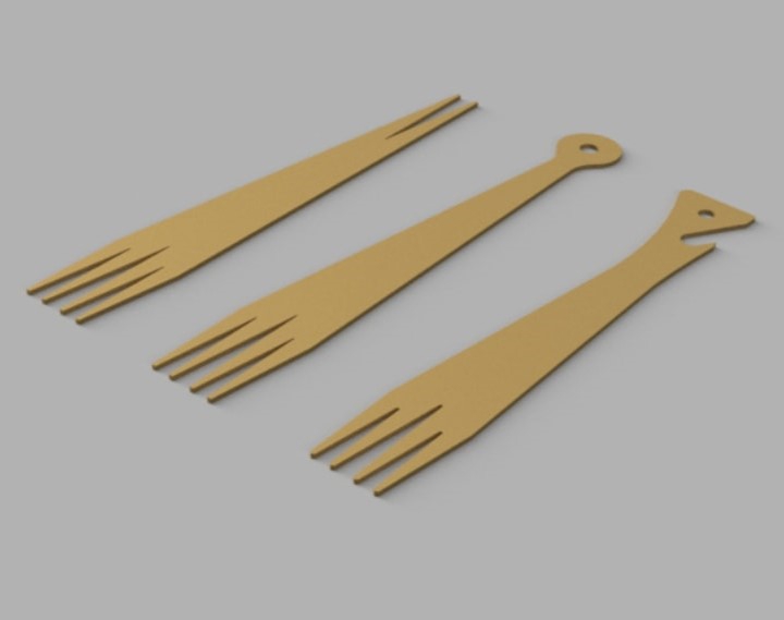 طرح چنگال مناسب برای استفاده در دستگاه های cnc چوب و cnc لیزر - laser cut forks dxf file