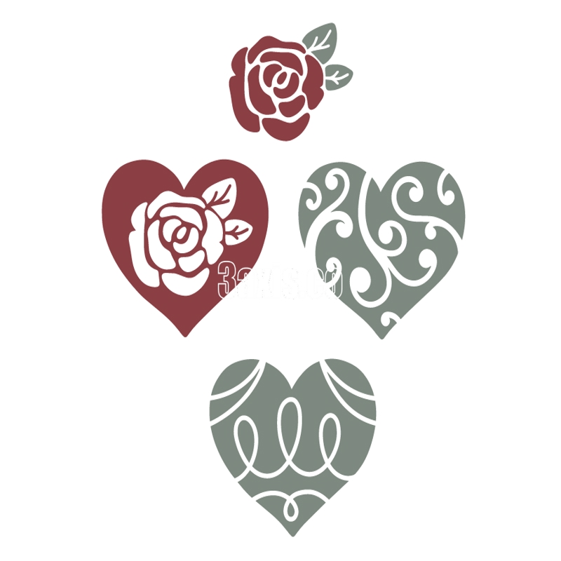 طرح مونوگرام قلب مناسب برای استفاده در دستگاه های cnc چوب و cnc لیزر - laser cut heart monograms dxf file