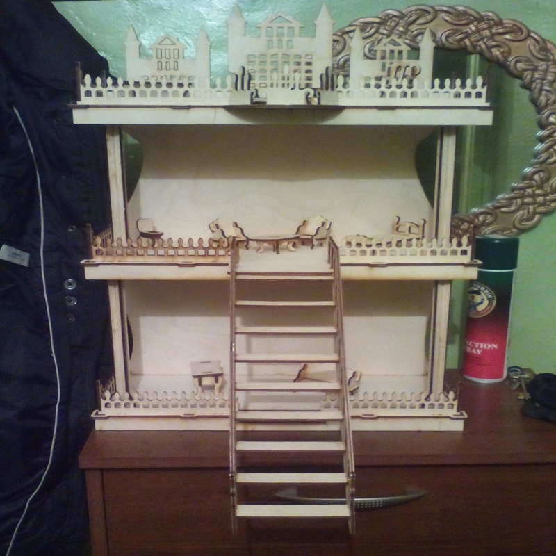 طرح خانه عروسکی مناسب برای استفاده در دستگاه های cnc چوب و cnc لیزر - laser cut dollhouse dxf file