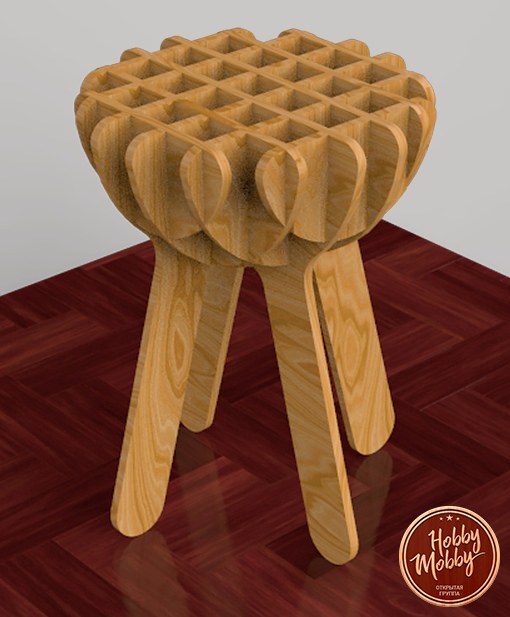طرح چهارپایه مناسب برای استفاده در دستگاه های cnc چوب و cnc لیزر - laser cut stool dxf file
