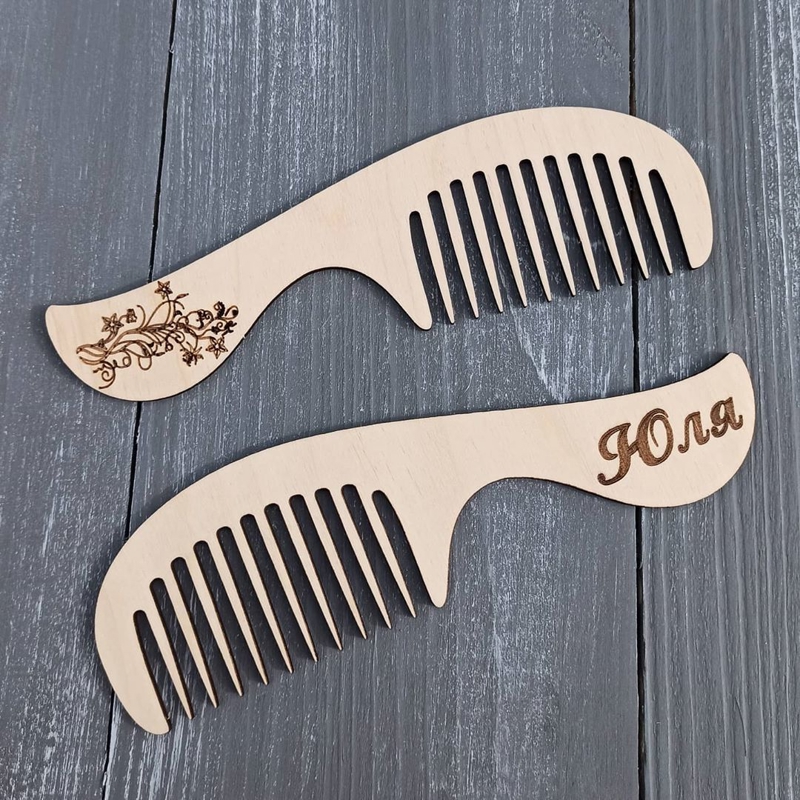 طرح شانه چوبی شخصی سازی شده مخصوص شانه چوبی سفارشی مناسب برای استفاده در دستگاه های cnc چوب و cnc لیزر - laser cut personalized wooden comb custom wooden comb cdr file