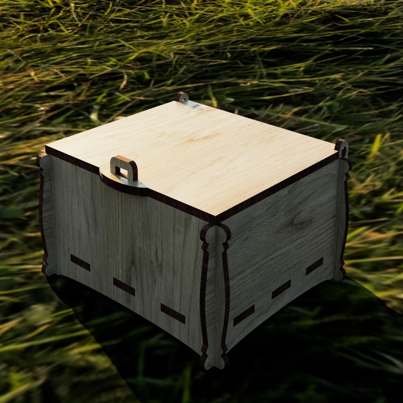 طرح جعبه چوبی کم عمق با قفل و مناسب برای استفاده در دستگاه های cnc چوب و cnc لیزر - laser cut shallow wooden box with lock cdr file