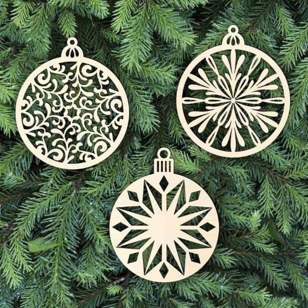 طرح تزئینات درخت کریسمس مناسب برای استفاده در دستگاه های cnc چوب و cnc لیزر - laser cut christmas xmas tree hanging ornaments cdr file