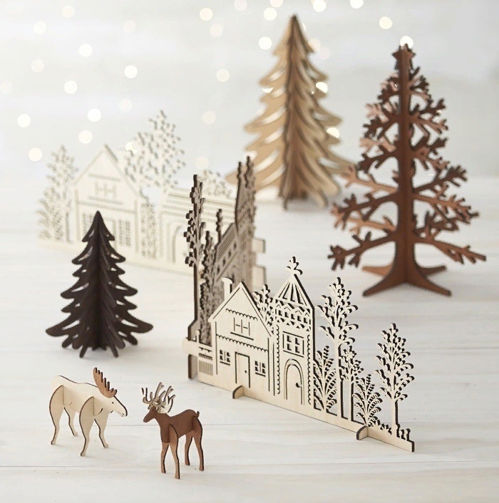 طرح دکور کریسمس سال نو مناسب برای استفاده در دستگاه های cnc چوب و cnc لیزر - laser cut christmas new year decor cdr file