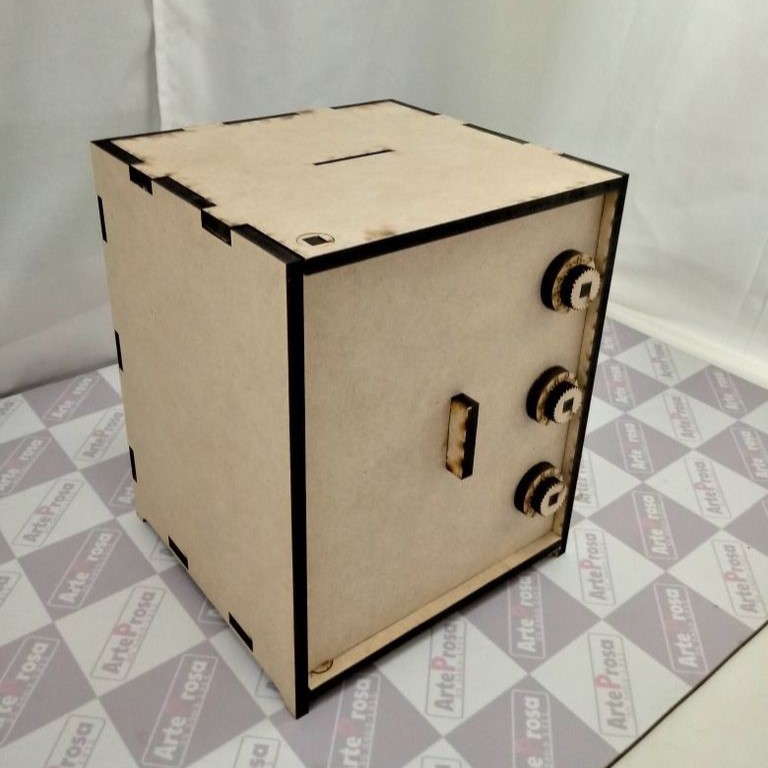 طرح گاوصندوق چوبی 6 میلی‌متری mdf مناسب برای استفاده در دستگاه های cnc چوب و cnc لیزر - laser cut wooden safe box 6mm mdf cdr file