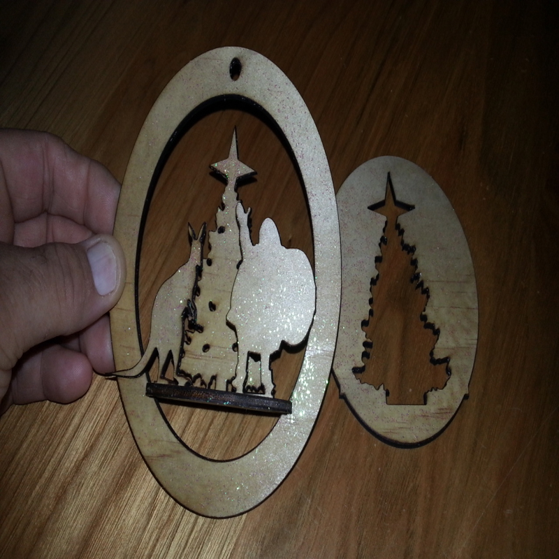 طرح درخت کریسمس بابانوئل کانگورو مناسب برای استفاده در دستگاه های cnc چوب و cnc لیزر - laser cut xmas tree santa kangaroo cdr file