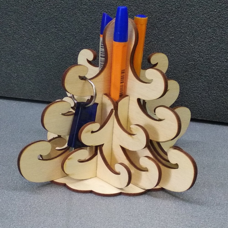 طرح جا مدادی سه بعدی درخت کریسمس مناسب برای استفاده در دستگاه های cnc چوب و cnc لیزر - laser cut 3d christmas tree pencil holder hanger cdr file