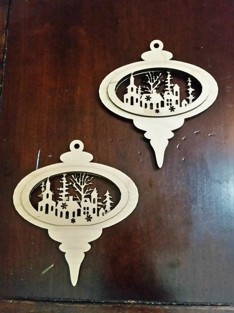 طرح تزئینات شهر کریسمس مناسب برای استفاده در دستگاه های cnc چوب و cnc لیزر - laser cut christmas town ornament svg file