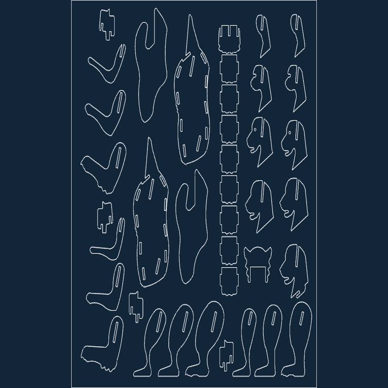 طرح پازل گریزلی مناسب برای استفاده در دستگاه های cnc چوب و cnc لیزر - grizzly puzzle dxf file