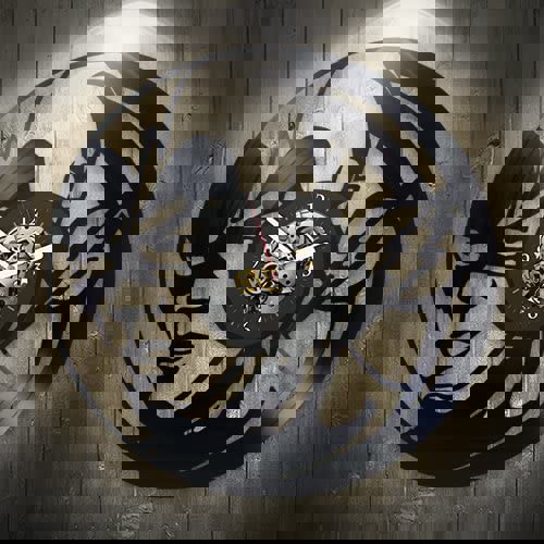 طرح ساعت دیواری وینیل طرح کاپیتان آمریکا با مناسب برای استفاده در دستگاه های cnc چوب و cnc لیزر - laser cut captain america vinyl record wall clock cdr file