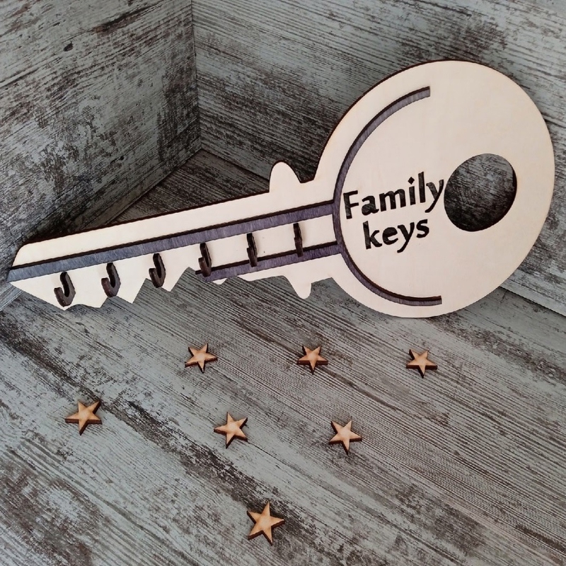 طرح کلید به شکل قلاب مناسب برای استفاده در دستگاه های cnc چوب و cnc لیزر - laser cut key shaped key hook cdr file