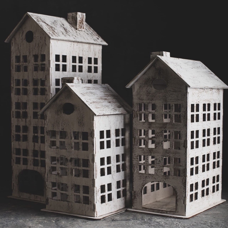 طرح ساختمان بلند مرتبه قدیمی مناسب برای استفاده در دستگاه های cnc چوب و cnc لیزر - laser cut vintage style high rise building cdr file