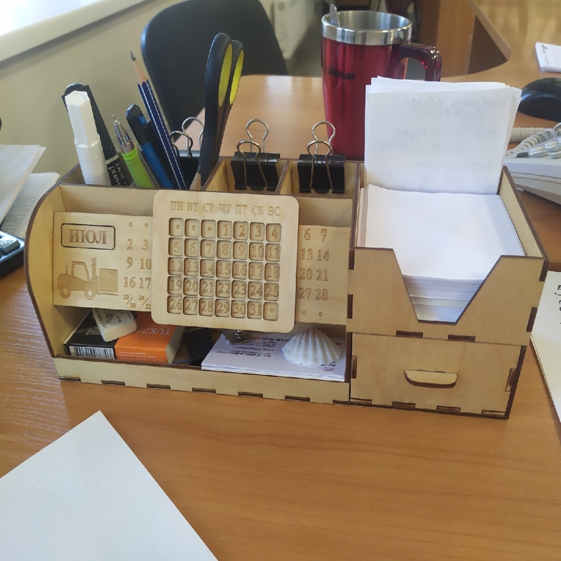 طرح جعبه مقوایی مناسب برای استفاده در دستگاه های cnc چوب و cnc لیزر - laser cut multi function desk stationery organizer cdr file