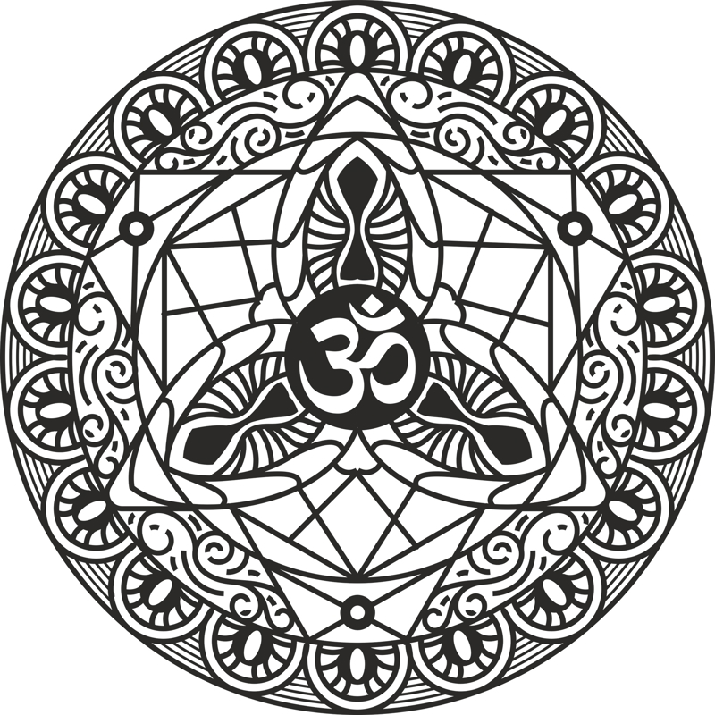 طرح ماندالا (چرخ هستی)ی اوم مناسب برای استفاده در دستگاه های cnc چوب و cnc لیزر - om mandala cdr file