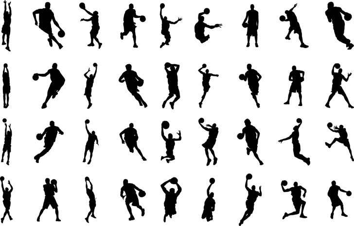 طرح سیلوئت بسکتبال مناسب برای استفاده در دستگاه های cnc چوب و cnc لیزر - basketball silhouettes eps file