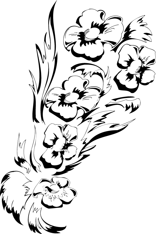 طرح گل‌های سیاه و سفید مناسب برای استفاده در دستگاه های cnc چوب و cnc لیزر - black white flower floral design ai file