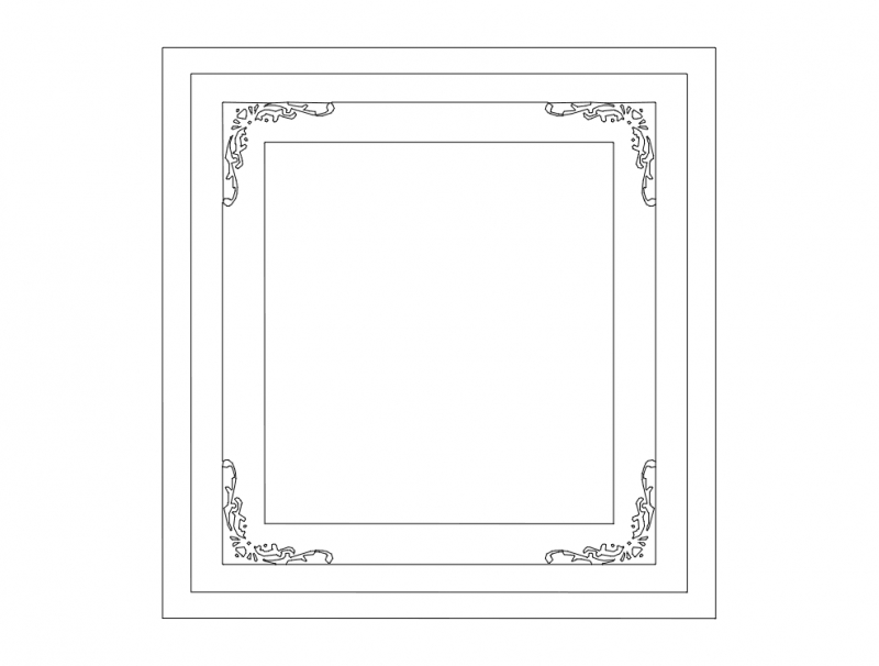 طرح قاب با گوشه های گلدار مناسب برای استفاده در دستگاه های cnc چوب و cnc لیزر - frame with floral corners dxf file