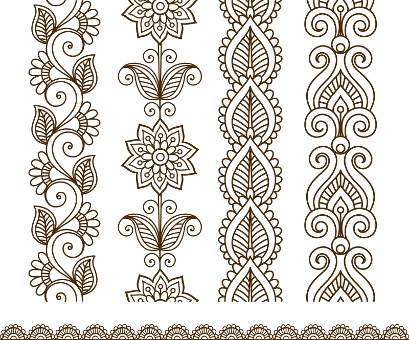 طرح عناصر حاشیه به سبک هندی mehndi، مناسب برای استفاده در دستگاه های cnc چوب و cnc لیزر - border elements in indian mehndi style cdr file