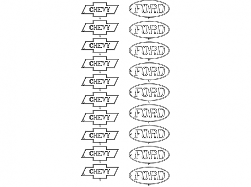 طرح فورد شورلت مناسب برای استفاده در دستگاه های cnc چوب و cnc لیزر - ford chevy dxf file