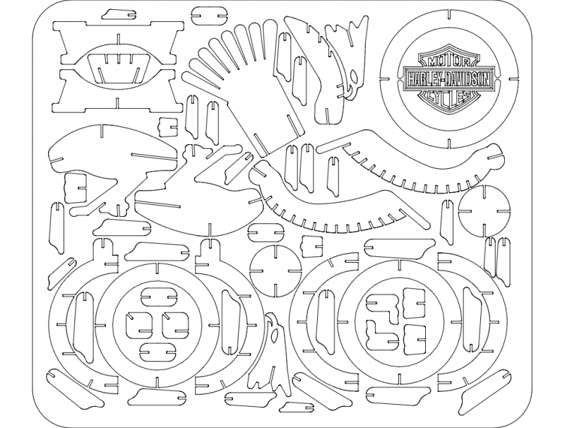طرح عقاب هارلی مناسب برای استفاده در دستگاه های cnc چوب و cnc لیزر - eagle harley dxf file