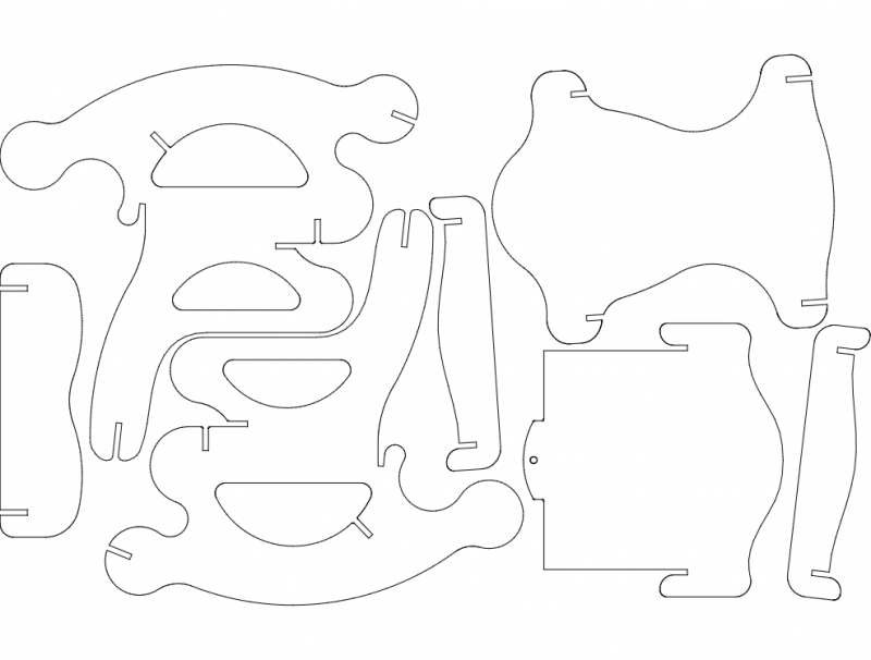 طرح صندلی گهواره ای sandalye 2 مناسب برای استفاده در دستگاه های cnc چوب و cnc لیزر - sandalye 2 rocking chair dxf file