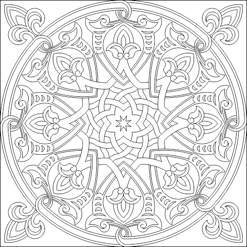 طرح فایل dwg طرح تزئینات اسلامی مناسب برای استفاده در دستگاه های cnc چوب و cnc لیزر - islamic decorative pattern dwg file