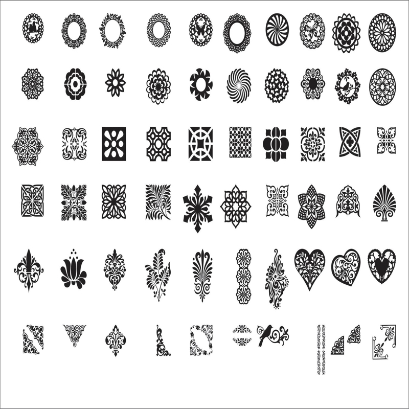 طرح مجموعه الگوهای متنوع مناسب برای استفاده در دستگاه های cnc چوب و cnc لیزر - diverse patterns collection dxf file