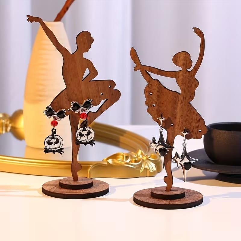 طرح پایه نمایش جواهرات بالرین مناسب برای استفاده در دستگاه های cnc چوب و cnc لیزر - laser cut ballerina jewelry holder display stand