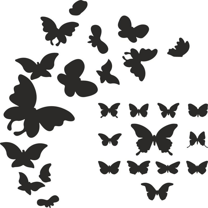 طرح سیلوئت پروانه مناسب برای استفاده در دستگاه های cnc چوب و cnc لیزر - butterfly silhouette vector art eps file