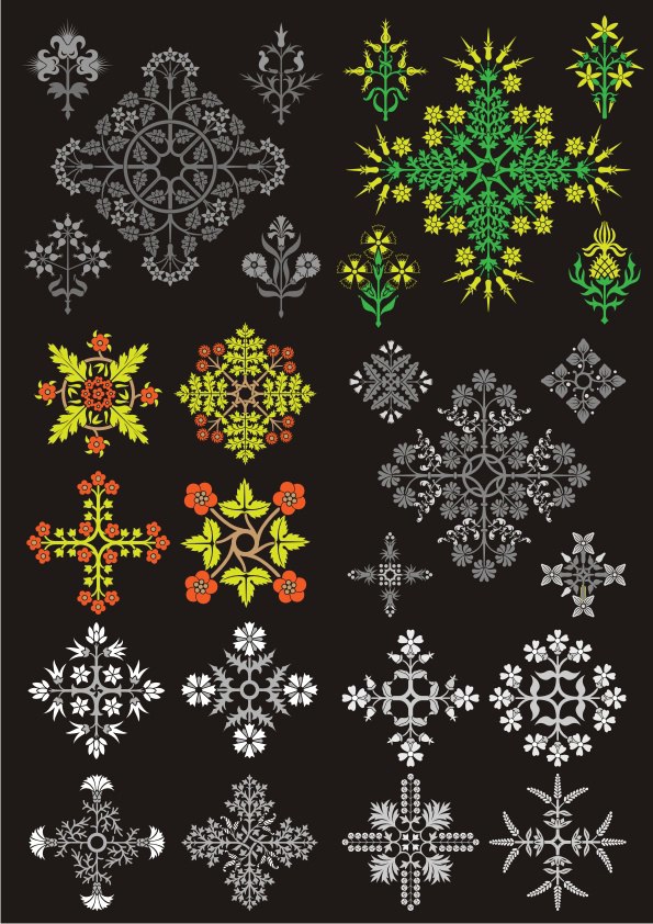 طرح گل و بوته مناسب برای استفاده در دستگاه های cnc چوب و cnc لیزر - floral design ornament pack cdr file