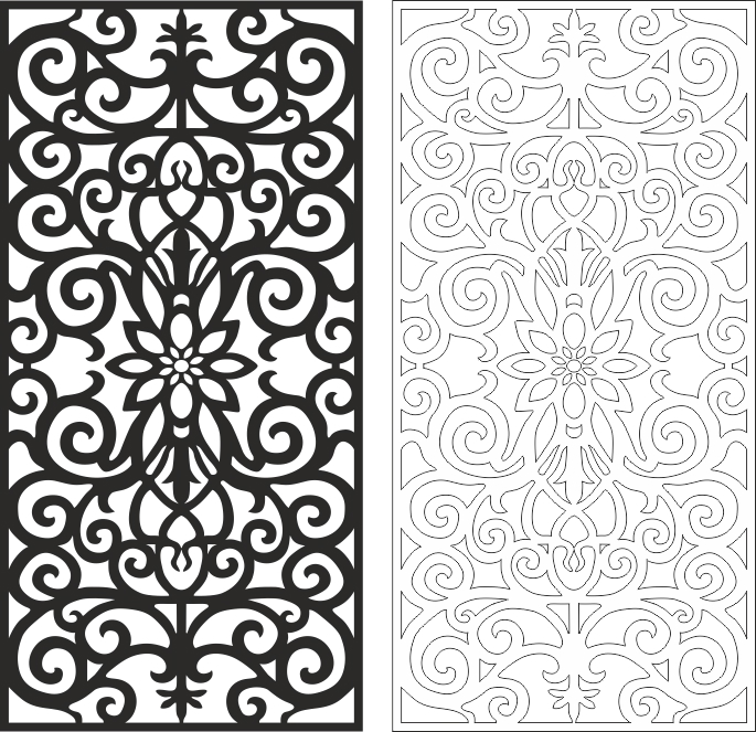 طرح با طرح گل بدون درز مناسب برای استفاده در دستگاه های cnc چوب و cnc لیزر - seamless pattern floral elements cdr file