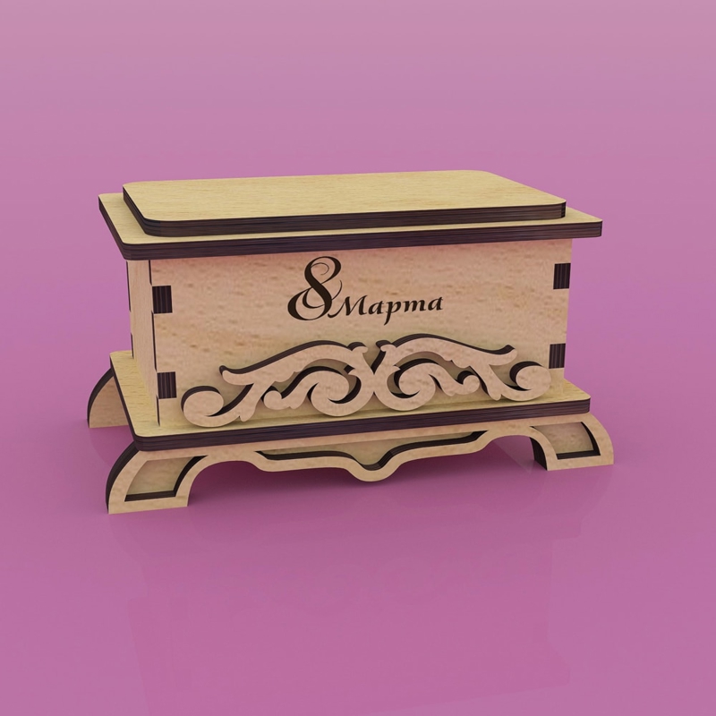 طرح جعبه گنج مناسب برای استفاده در دستگاه های cnc چوب و cnc لیزر - laser cut treasure box ai file
