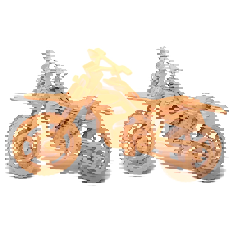 طرح پازل سه بعدی دوچرخه خاکی مناسب برای استفاده در دستگاه های cnc چوب و cnc لیزر - laser cut dirt bike 3d puzzle dxf file