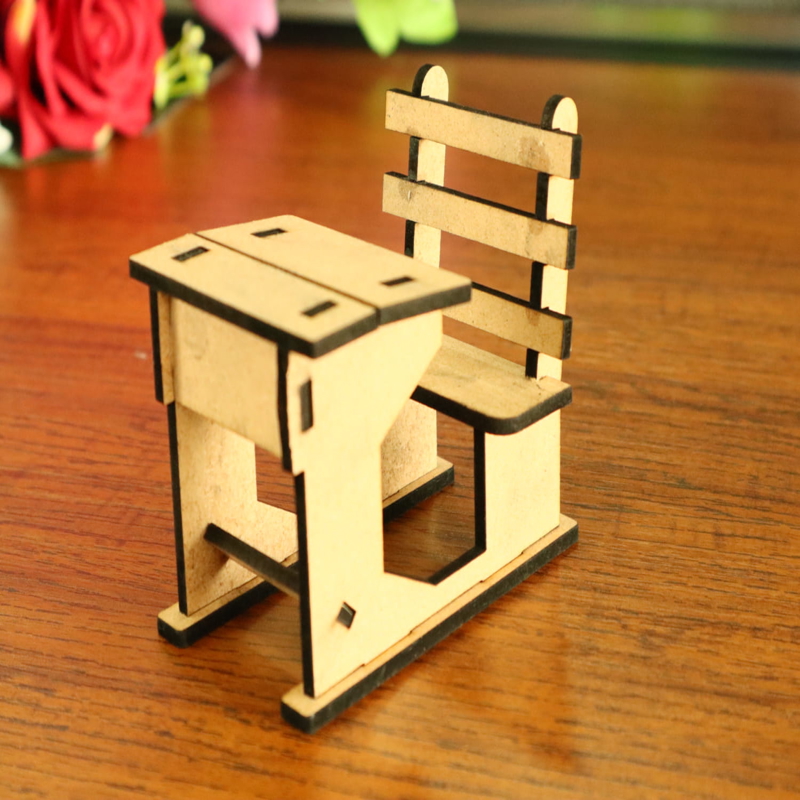 طرح میز مدرسه مینیاتوری مناسب برای استفاده در دستگاه های cnc چوب و cnc لیزر - laser cut miniature school desk cdr file
