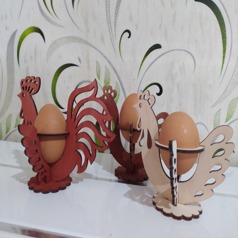 طرح جا تخم مرغ عید پاک تزئینی مناسب برای استفاده در دستگاه های cnc چوب و cnc لیزر - laser cut decorative easter egg holder cdr file