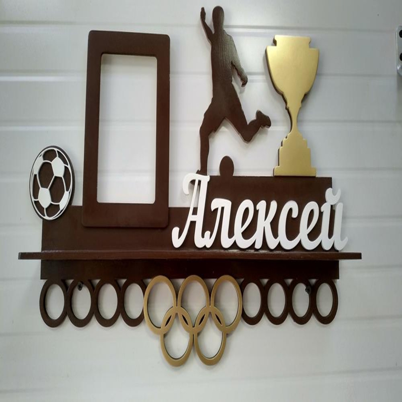 طرح آویز مدال طرح مدال ورزشی فوتبال مناسب برای استفاده در دستگاه های cnc چوب و cnc لیزر - laser cut medal display hanger football sport medal display cdr file