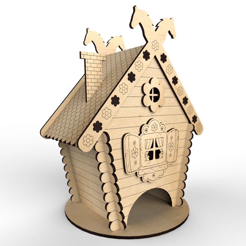 طرح کلبه چای مناسب برای استفاده در دستگاه های cnc چوب و cnc لیزر - laser cut tea house hut cdr file